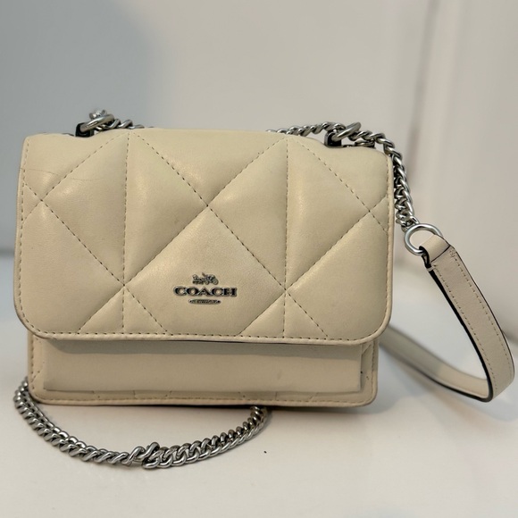 Coach Handbags - Coach Mini Klare Quilted Crossbody Bag Chalk Leather Silver Chain